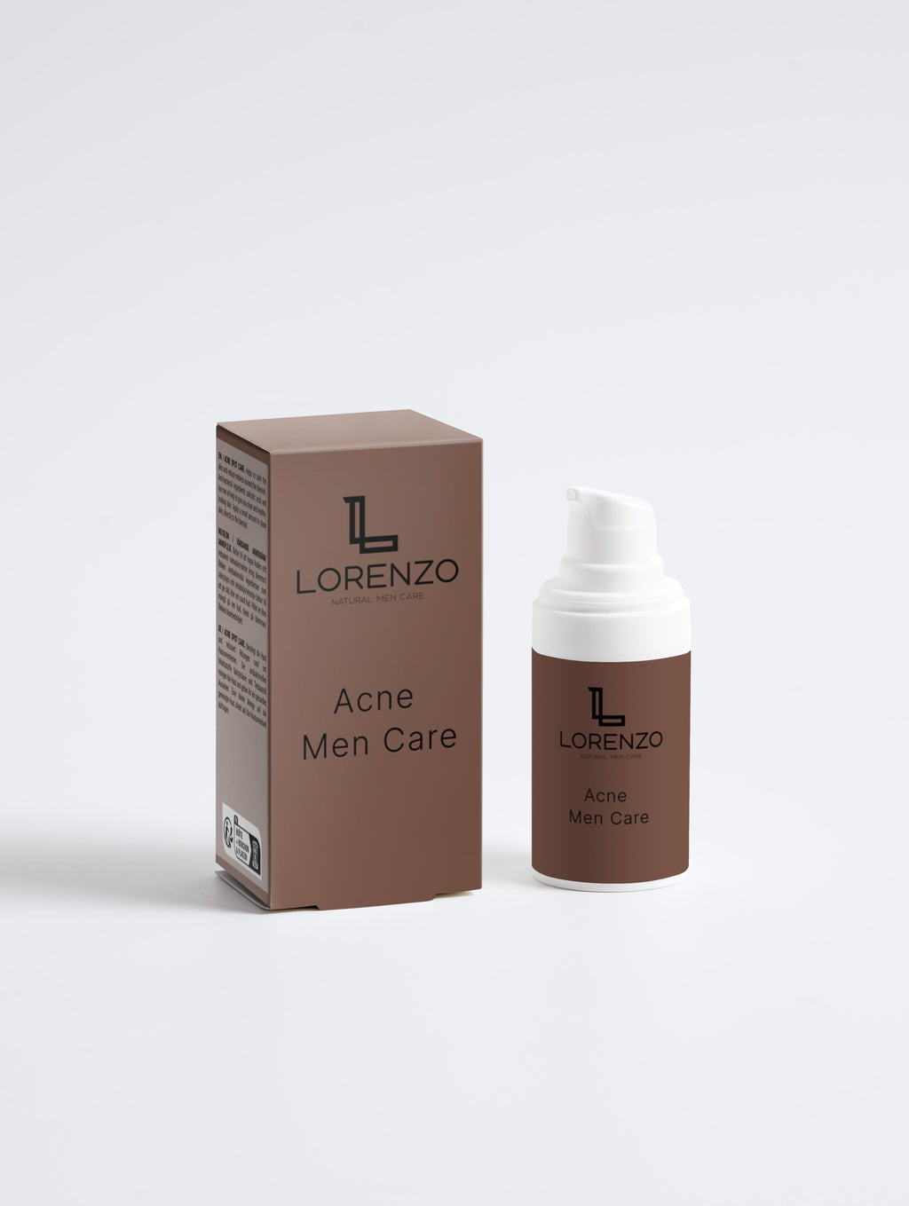 Acne Men Care braune flasche mit pumpfunktion daneben braune verpackug mit weißen hintergrund
