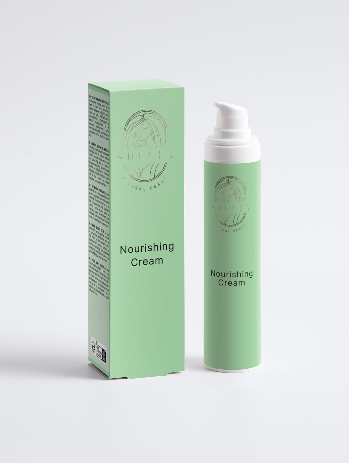 Nourishing Creme in grüner Verpackung in weiss grüner Pumflasche schwarzen Schrift weißer Hintergrund